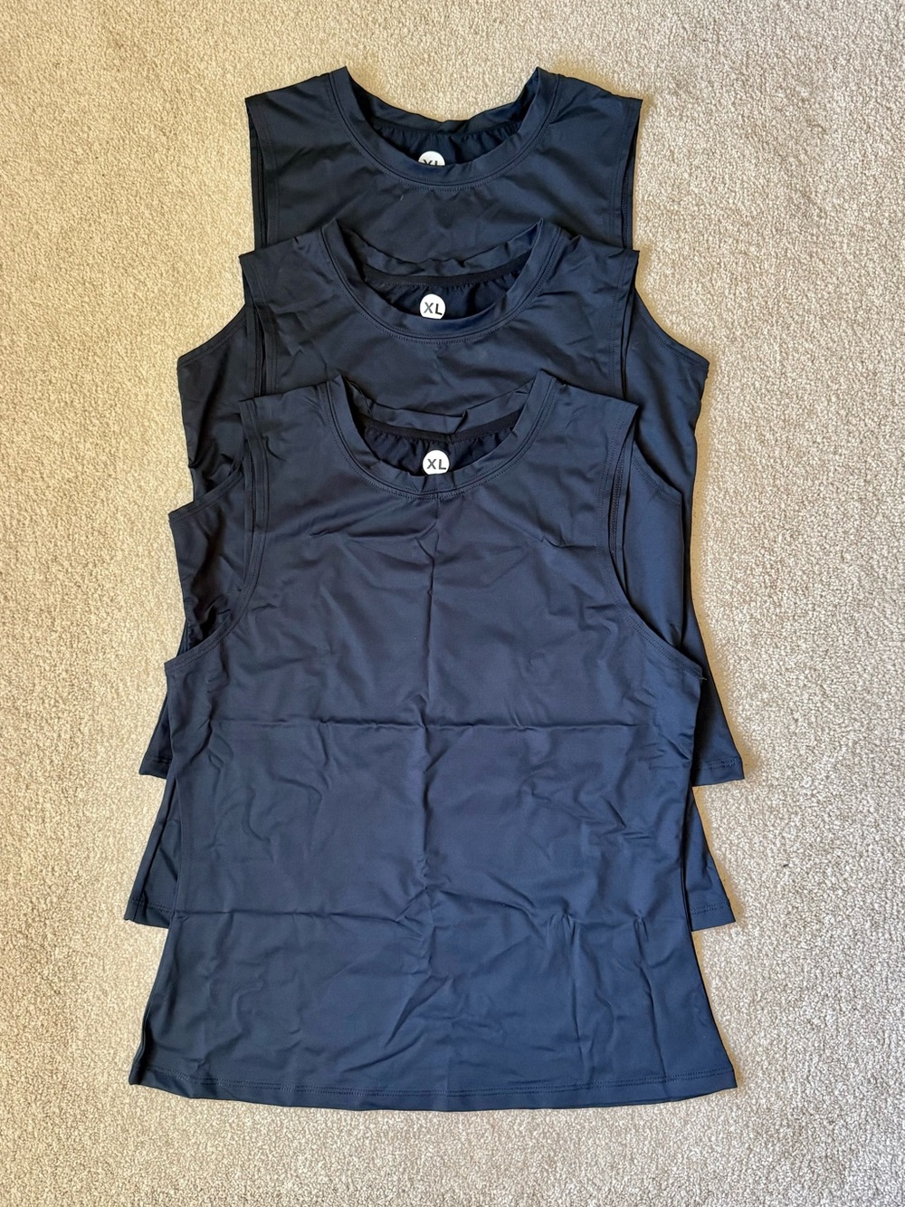 Made In Canada “Brand New” 3-Piece Fitted Black Sleeveless Tank Top SZ.XL